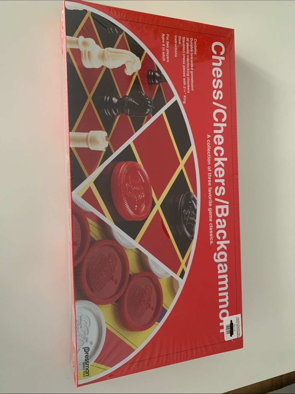Chess / Checkers / Backgammon 3-in-1 Board Game - Red